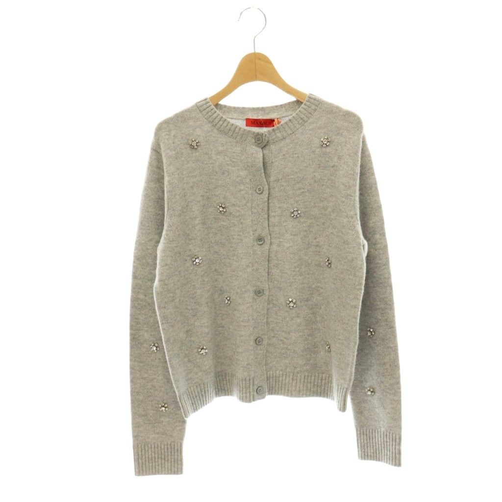 マックス&コー MAX&CO. 近年モデル MELA ビジューカーディガン ニット 長袖 L グレー /DO ■OS