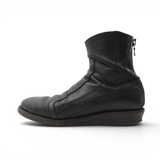 JULIUS LEATHER SIDE GORE BOOTS COWSKIN BLACK サイズ7 377FWM1 ユリウス レザー サイドゴア ブーツ 牛革 大名店