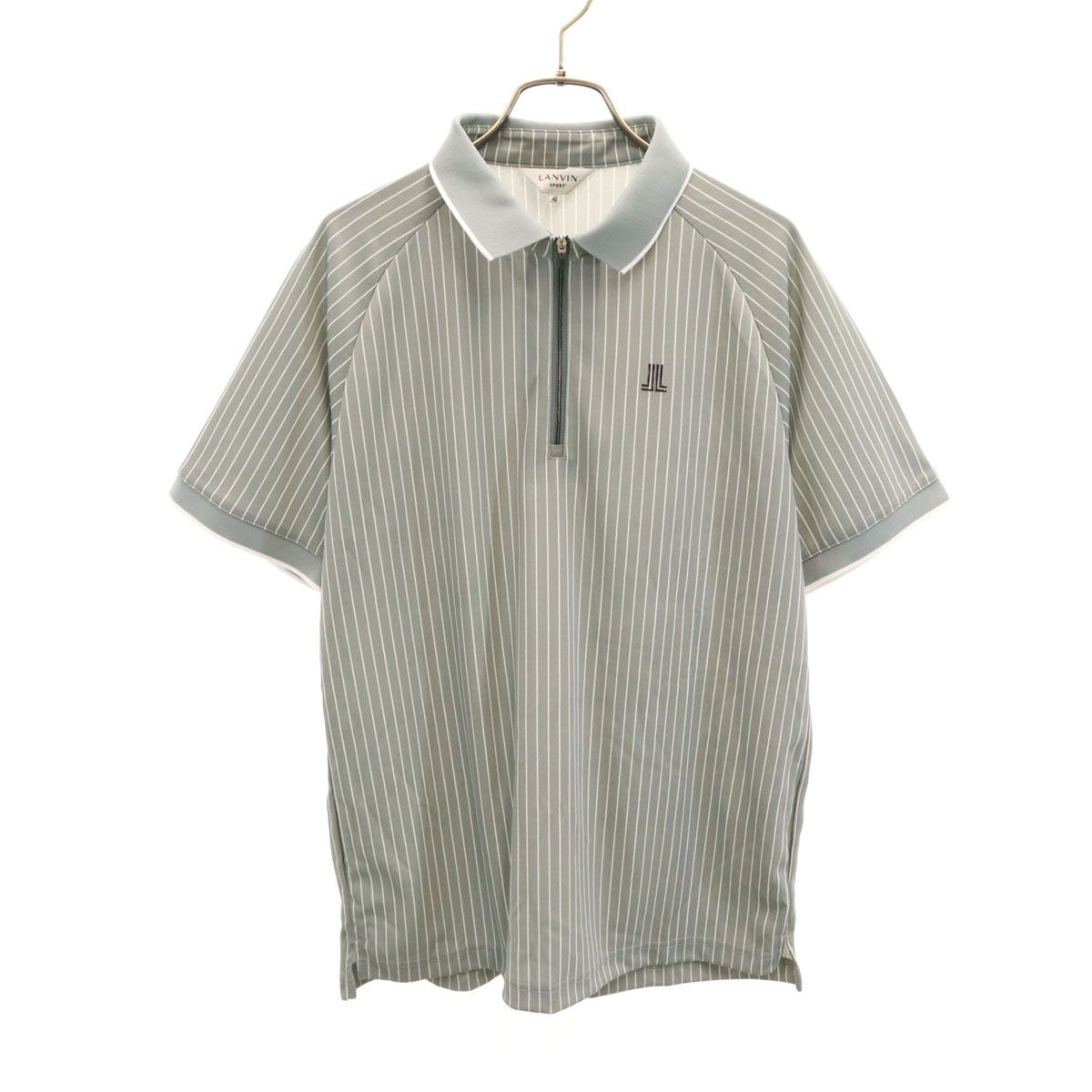LANVIN SPORT ストライプポロシャツ ゴルフウェア Lサイズ メンズ LANVIN SPORT ランバンスポール ストライプ柄 ゴルフ 半袖 ポロシャツ