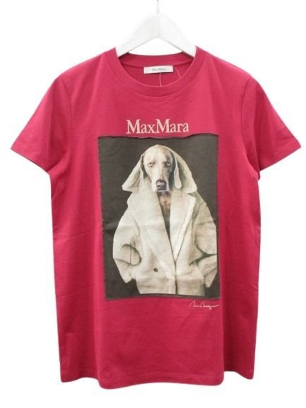 マックスマーラ MAX MARA VALIDO ウェグマンプリント 半袖 Tシャツ S ピンク 犬 ドッグ トップス カットソー