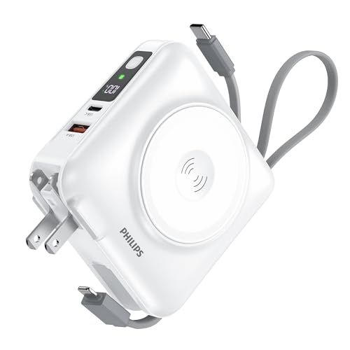 Philips(フィリップス) コンセント一体型 15000mAh 大容量 Apple Watch対応 MagSafe マグネット式 ワイヤレス充電 アップルウォッチ 2.5W 急速充電 PD 45W出力 ACアダプター usb-c & li b95f392e