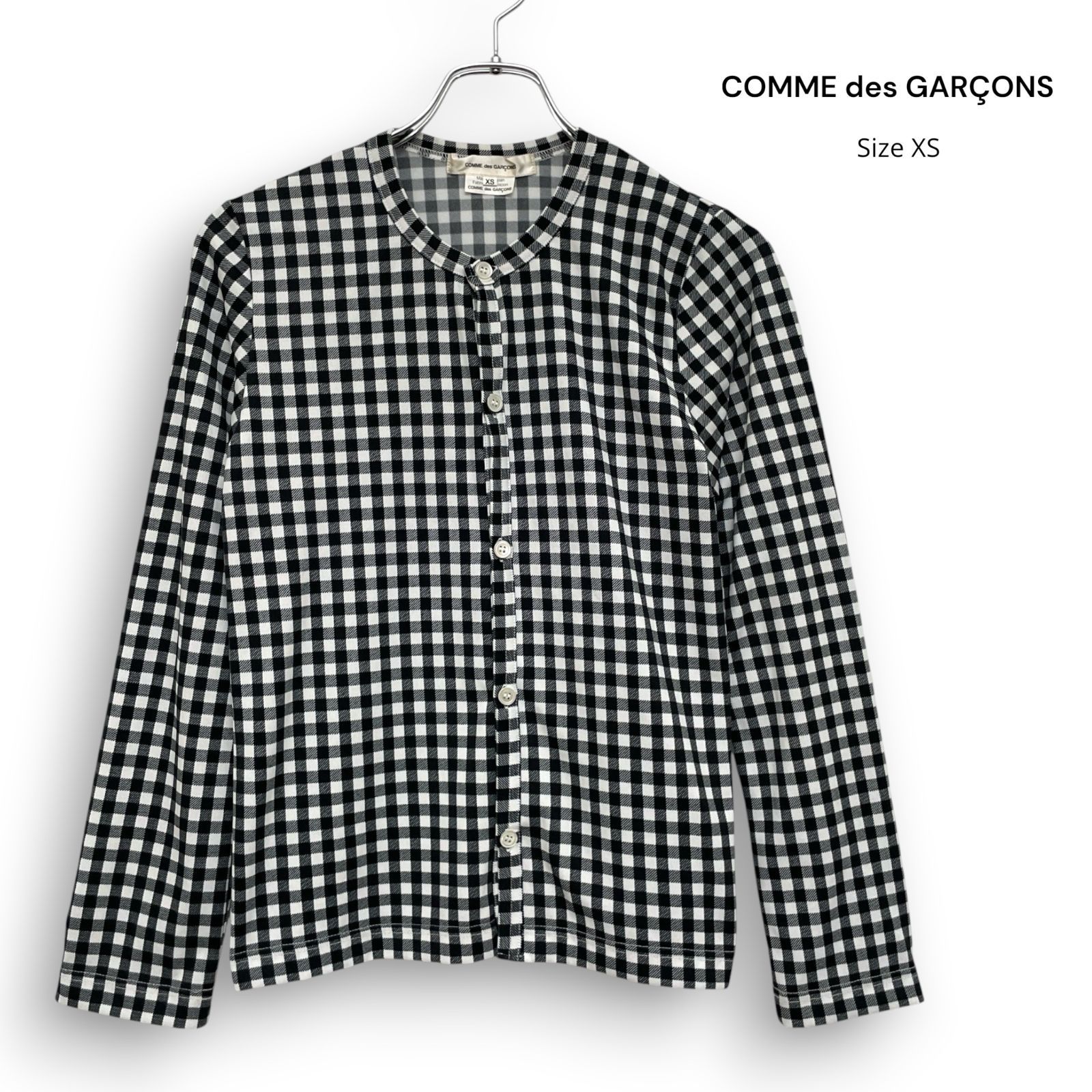 COMME des GARCONS コムデギャルソン ノーカラー 長袖 ブラウス シャツ ギンガムチェック /R26425