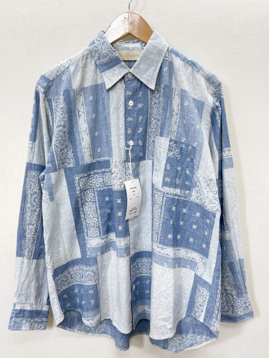 美品 The Stylist Japan ザスタイリストジャパン バンダナ柄 ロングスリーブ シャツ sizeM/青 ■■◎メンズ
