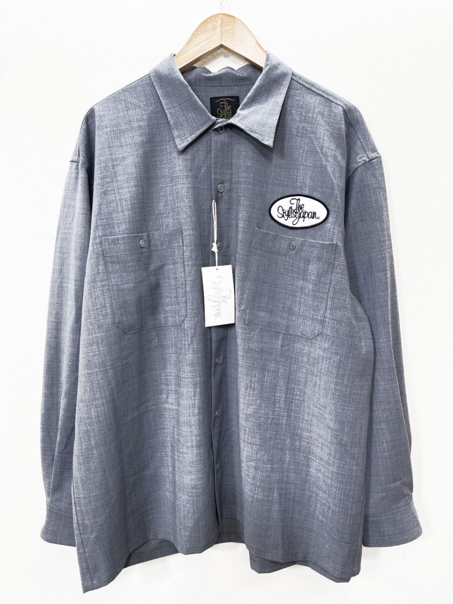 美品 The Stylist Japan ザスタイリストジャパン ワッペン ワーク シャツ sizeL/グレー ■■◎メンズ