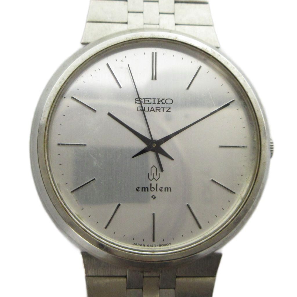 セイコー SEIKO 4120-9000 emblem エンブレム 腕時計 3針 ラウンド クォーツ ウォッチ シルバーカラー 銀色 ■GY11 /MQ