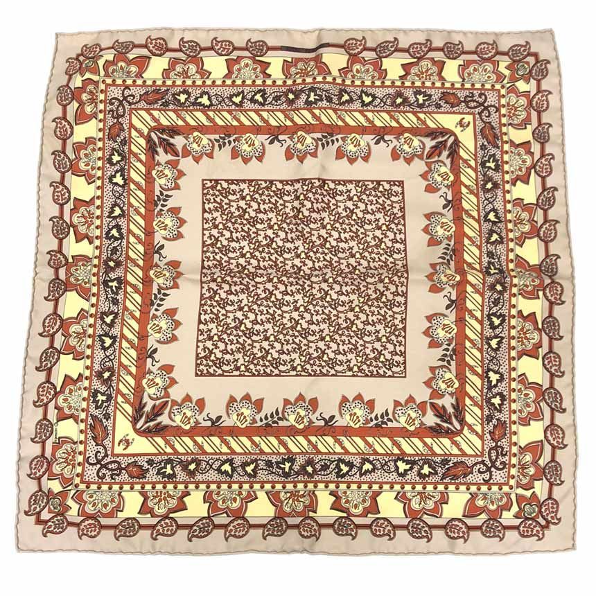 レア物 希少 HERMES エルメス スカーフ カレ45 Amoeba Flower アメーバ・フラワー グレージュ系 美品 aq13072