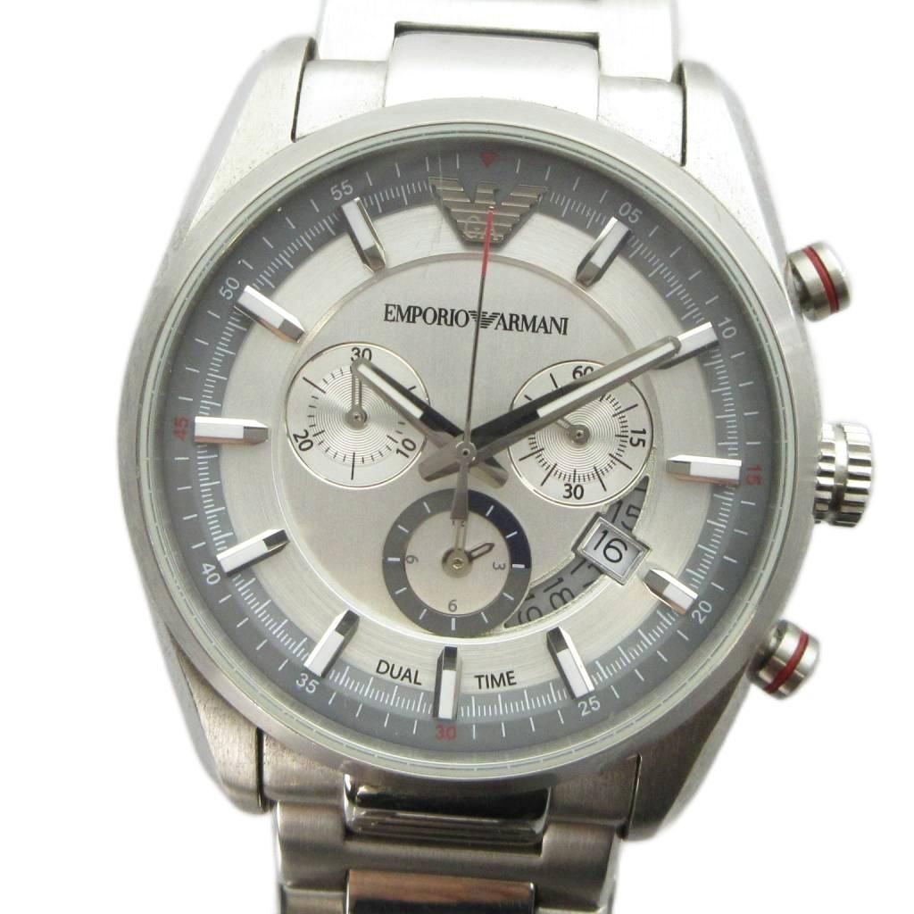 エンポリオアルマーニ EMPORIO ARMANI AR-6036 腕時計 ウォッチ クォーツ クロノグラフ カレンダー付き シルバー色 ■GY18 /MQ