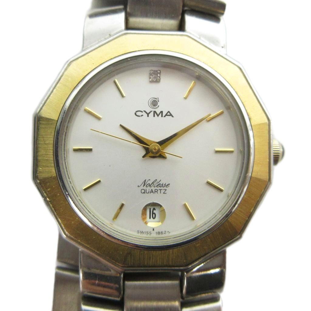 シーマ CYMA ノブレス 1040662 腕時計 ウォッチ クォーツ カレンダー付き シルバー色 ゴールド色 ■GY11 /MQ