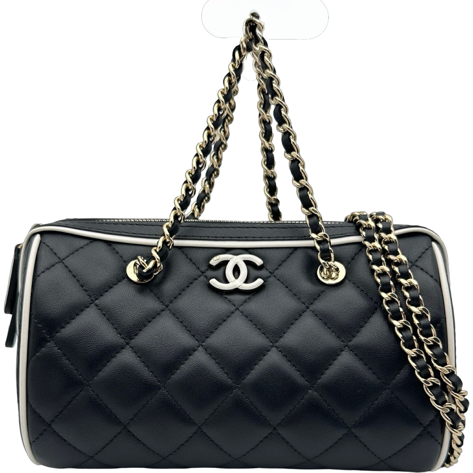 シャネル CHANEL マトラッセボストンショルダーバッグ AP4515 ブラック/ホワイト ラムスキン レディース ショルダーバッグ