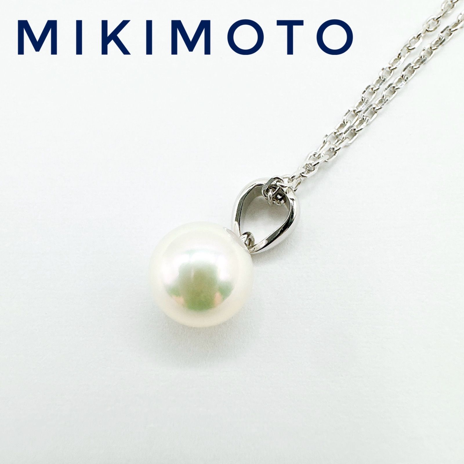 美品?MIKIMOTO パール 7㎜ ホワイトゴールド ネックレス 約40㎝ Y