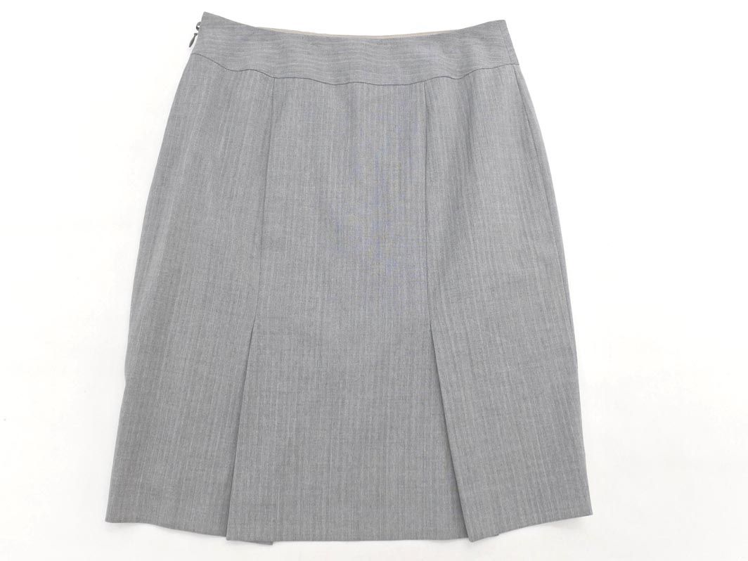 UNITED ARROWS スカートセット ライトグレー　ノーカラー ストレッチ UNITED ARROWS ユナイテッドアローズ ストライプ セットアップ