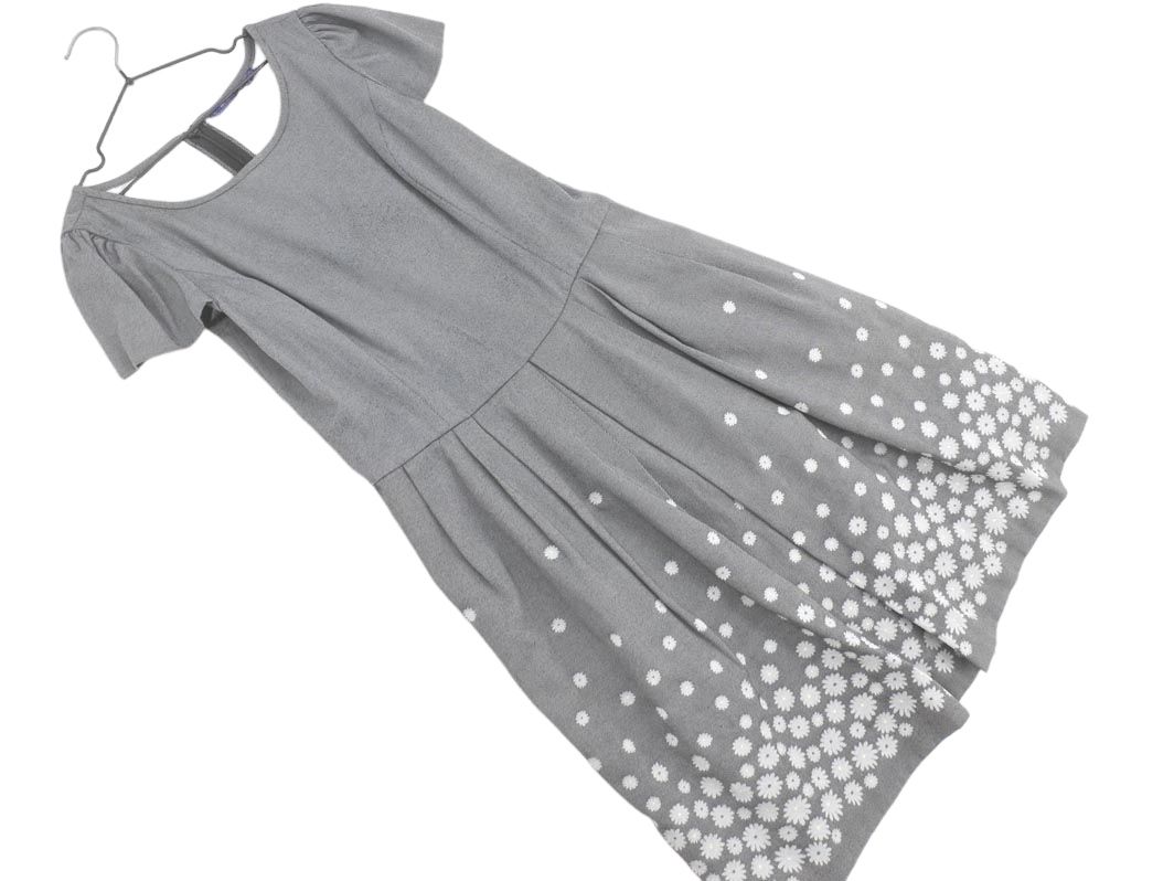 M'SGRACY エムズグレイシー 花柄 ストライプ ワンピース size40/グレー