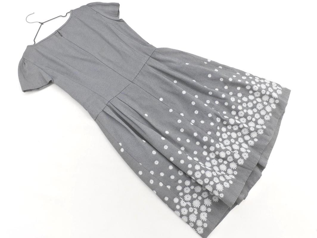 M'SGRACY エムズグレイシー 花柄 ストライプ ワンピース size40/グレー