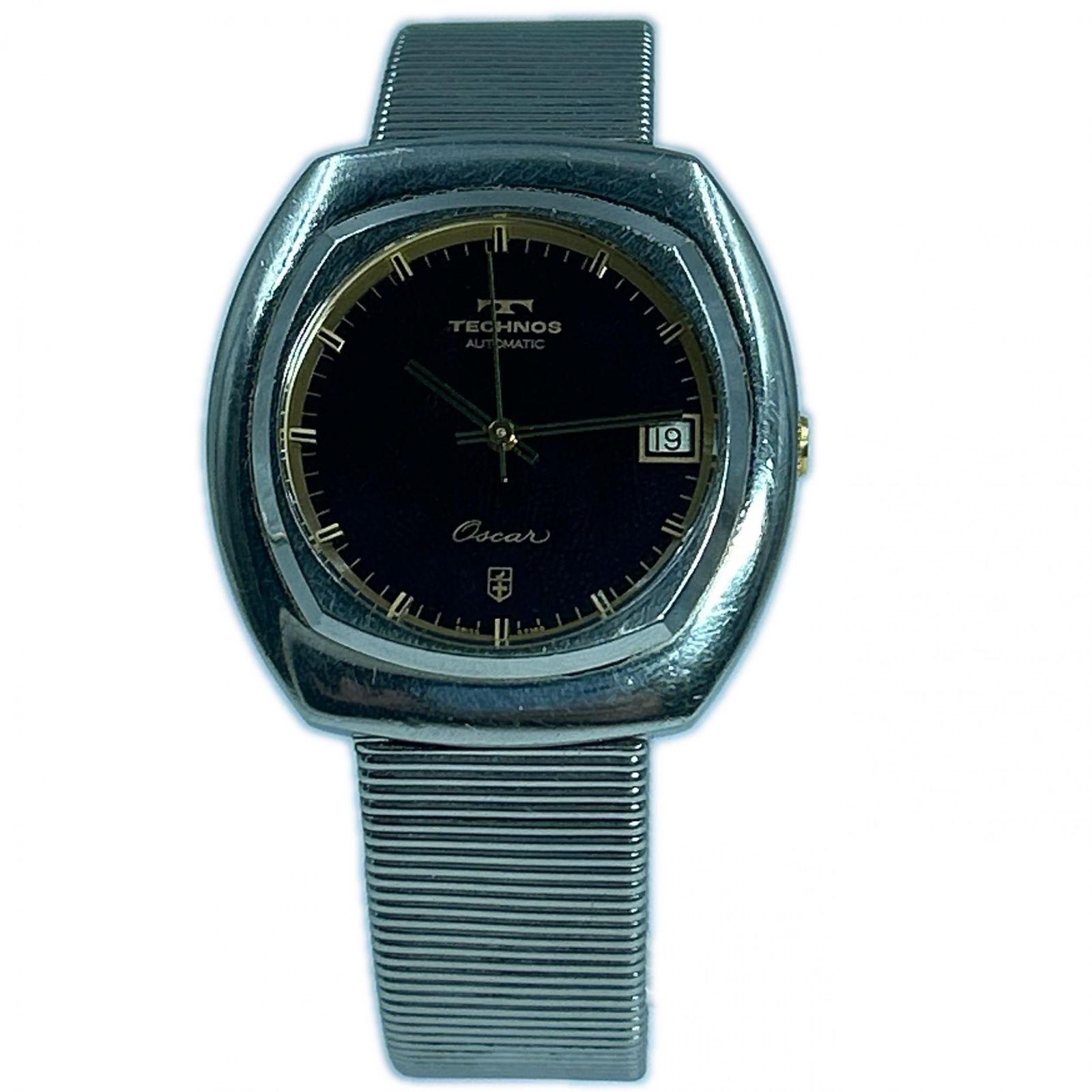 TECHNOS テクノス オートマチック デイト 腕時計 希少モデル ヴィンテージ S6B0390 腕時計 メンズ ステンレススチール シルバー 自動巻き 中古【動⚪︎】