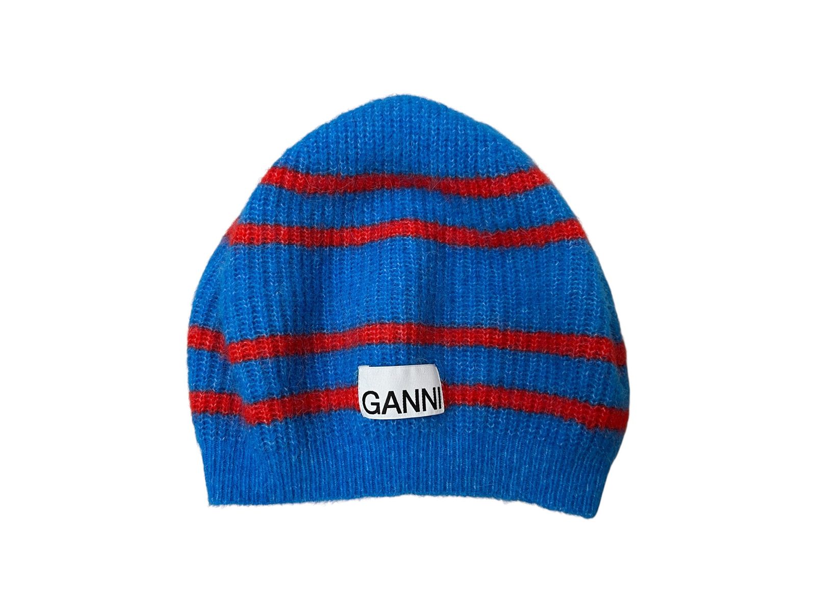 GANNI (ガニー) ベレー帽 ニットキャップ F ブルー×レッド メンズ/036