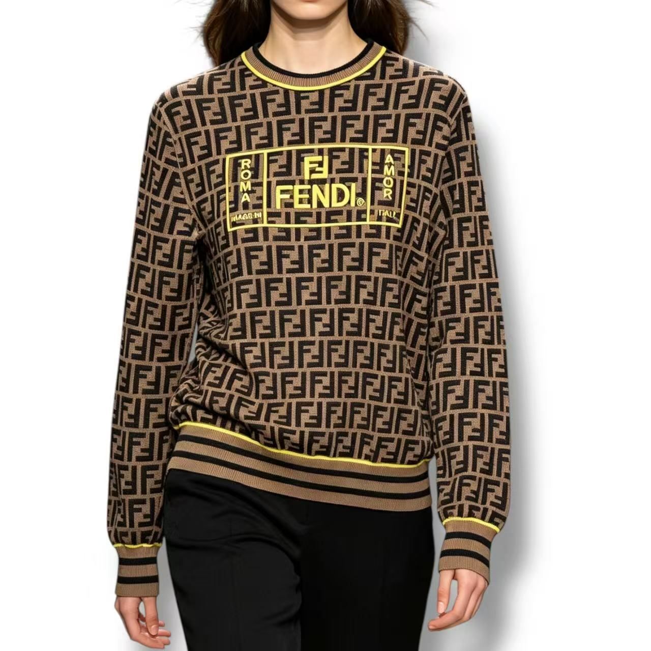 FENDI ズッカ柄（F Fモチーフ）総柄長袖ニット セーター FENDI ズッカ柄 ロゴ 長袖ニット FENDI フェンディ FFロゴ 総柄 ズッカ