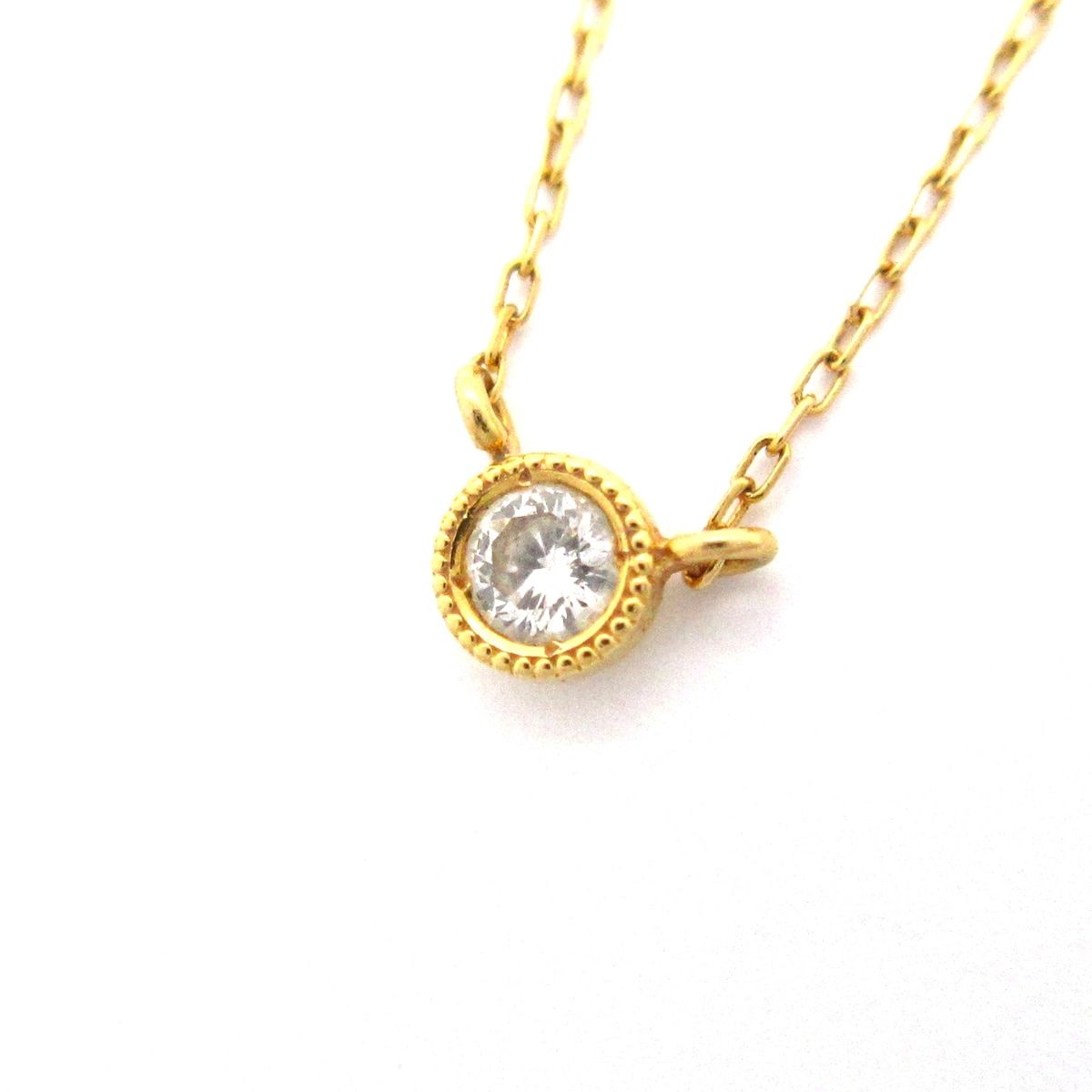 jupiter(ジュピター) ネックレス美品 - K18YG×ダイヤモンド 総重量:0.8g/1Pダイヤ/ダイヤ0.05カラット