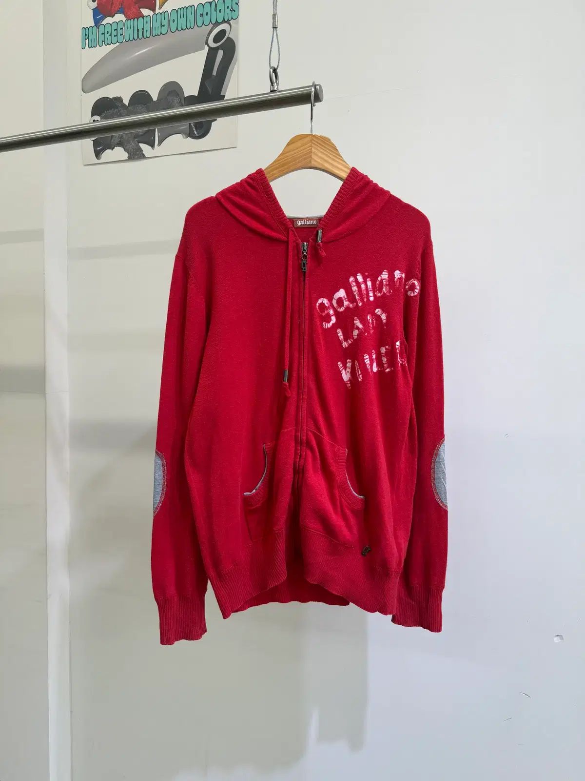 GALLIANO コットン ニット フード ジップアップ