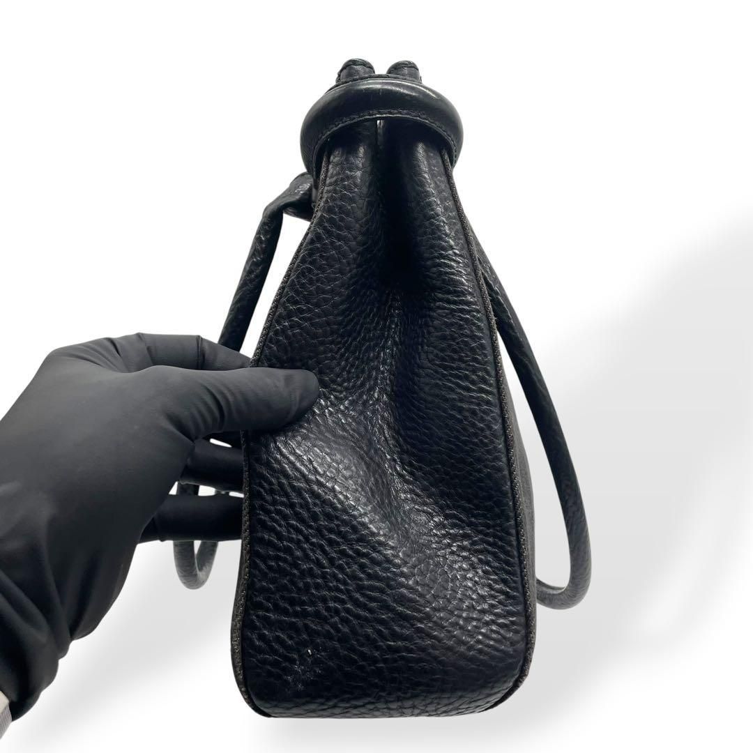 良品 GUCCI グッチ ハンドバッグ GG キャンバス レザー ブラック