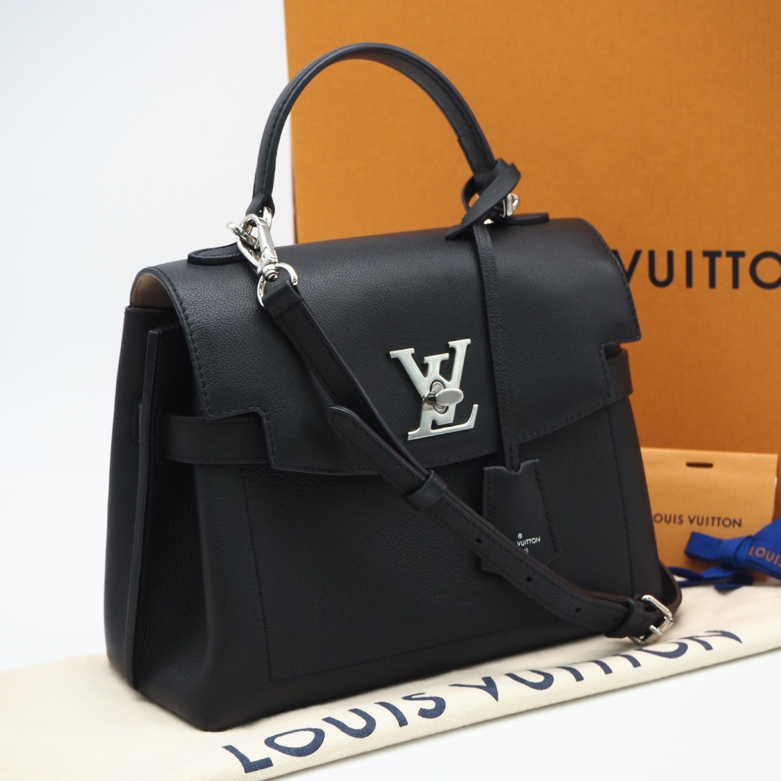 ★3日以内返品可★ 美品 LOUIS VUITTON ルイ・ヴィトン ソフトカーフレザー. ロックミー エヴァーBB ノワール M53937 2wayハンドバッグ ブラック カーフレザー レディース