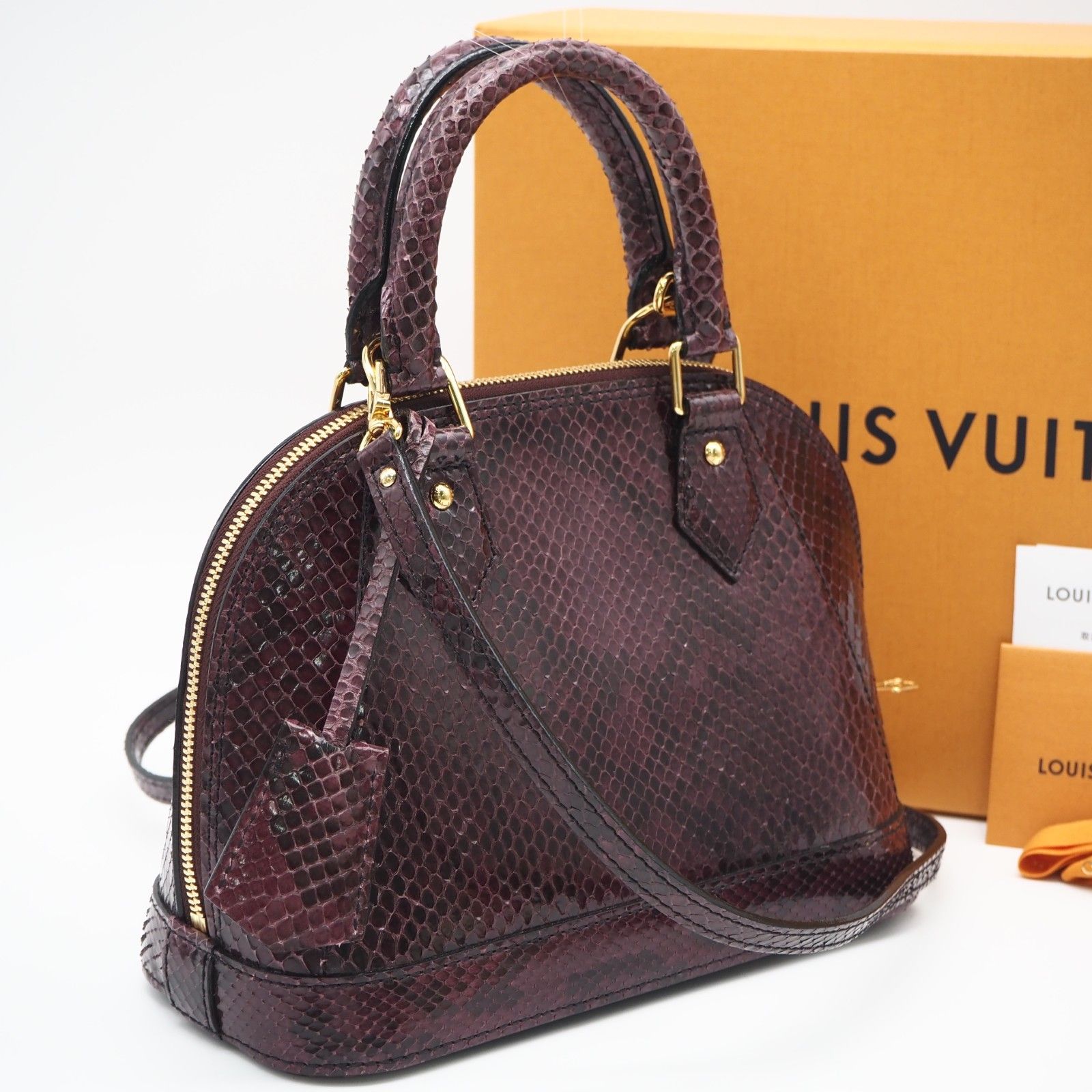 ★3日以内返品可★ 美品 LOUIS VUITTON ルイ・ヴィトン パイソン アルマBB ルージュ N90910 ハンドバッグ ワインレッド パイソン レディース