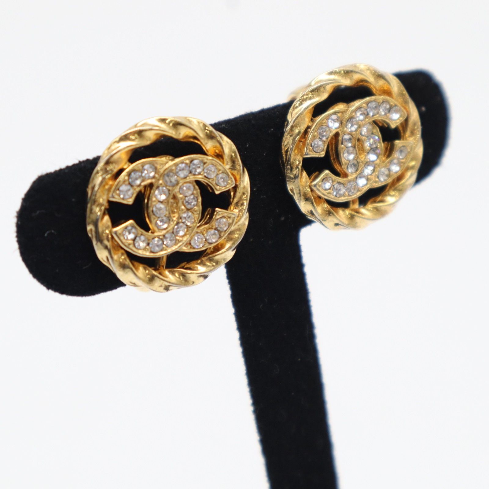 ★3日以内返品可★ CHANEL シャネル ココマーク ラウンドサークル ラインストーン イヤリング GP 2137 イヤリング ゴールド GP レディース