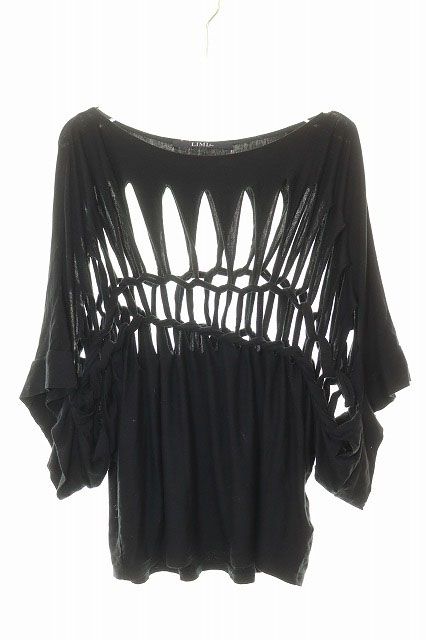 リミフゥ LIMI feu カットアウト デザイン カットソー Sサイズ 半袖 ブラック 【ブランド古着ベクトル】【中古】●260624