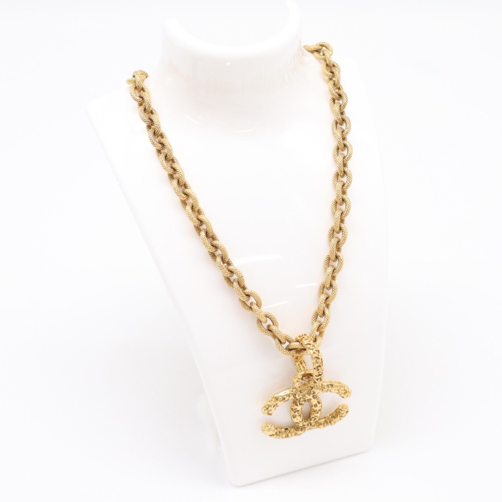 ★3日以内返品可★ 美品 CHANEL シャネル ココマーク 溶岩 チェーンネックレス GP - ネックレス ゴールド GP レディース