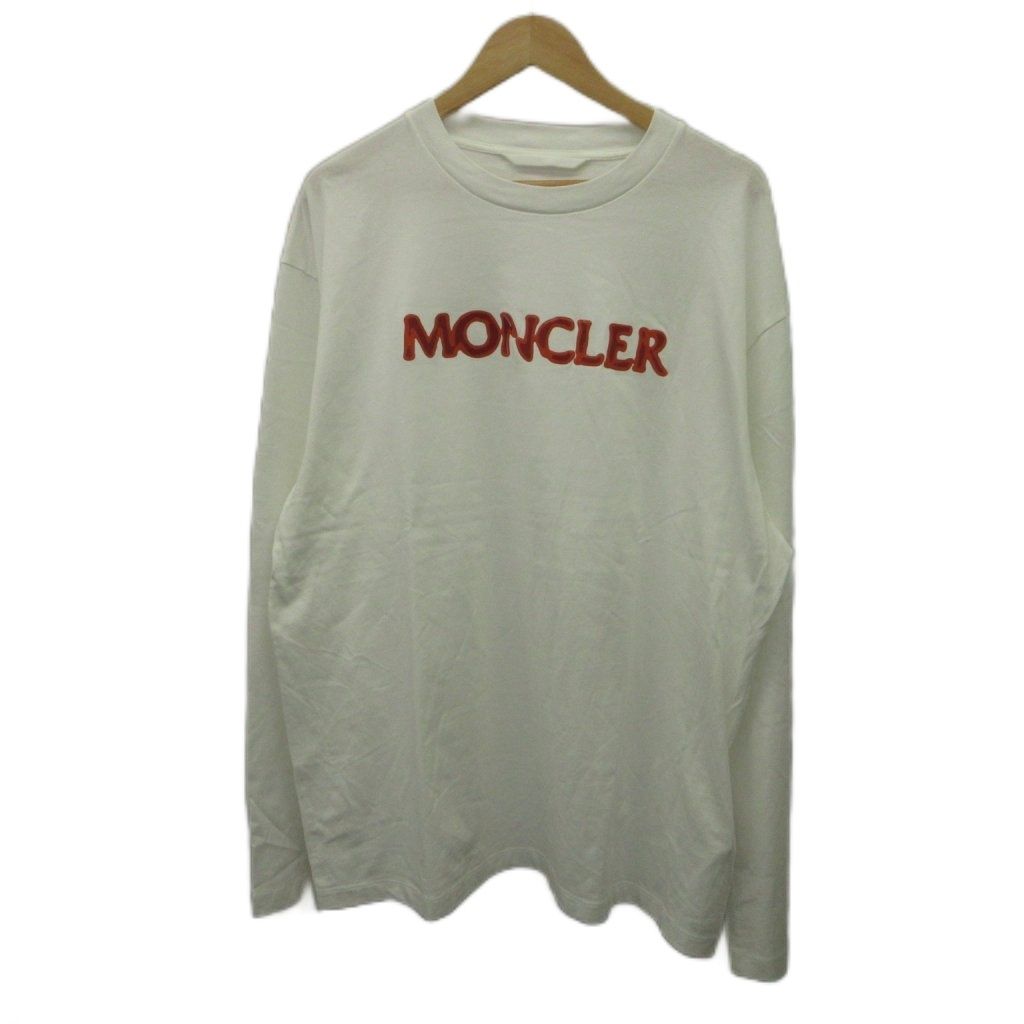 モンクレール MONCLER Tシャツ XXL 白 ホワイト ロゴプリント 長袖 クルーネック カットソー J20918D00004 /PP ■GY62