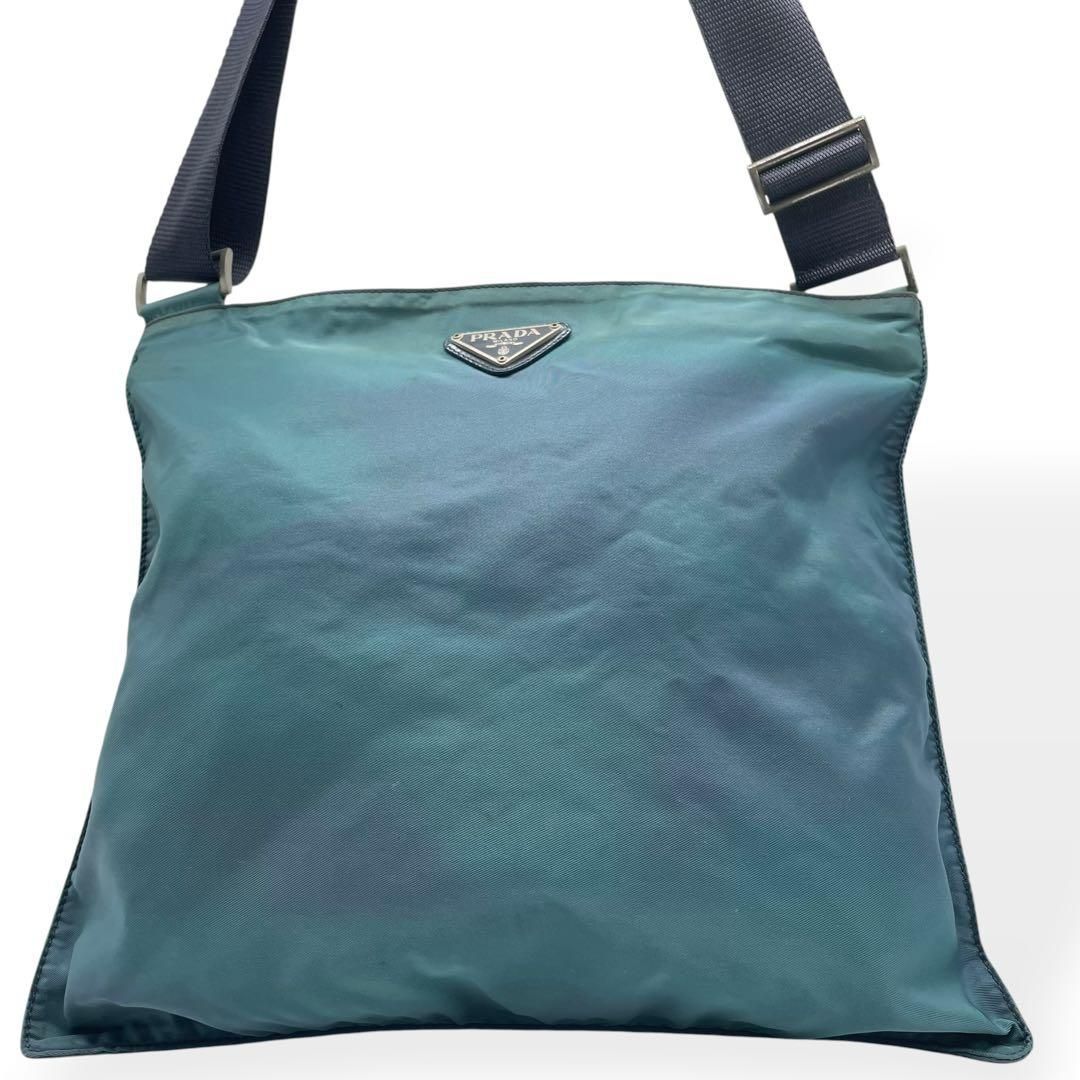 良品　PRADA プラダ　ショルダーバッグ　ブルー　希少カラー　白タグ