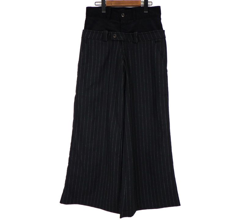 バスケットケースギャラリー Basketcase Gallery 【 DOUBULE TROUSER PANT 】 素材切り替え ストライプ 総柄 ドッキング ダブル トラウザー ワイド パンツ　51109