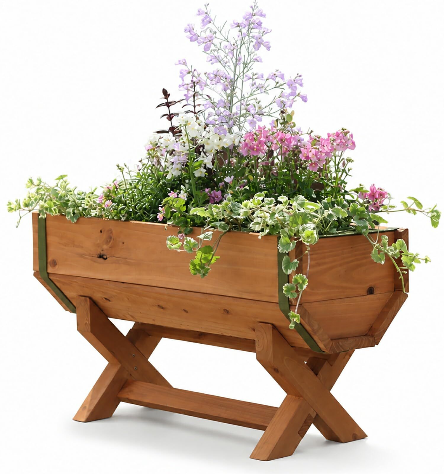 WOODPRO Ｘ脚付きプランター MB（ミディアムブラウン）色 幅60cm×奥行24cm×高さ32cm ガーデニング ベランダ 国産杉 木製 プランターボックス 園芸 野菜 菜園 プランターラック プランターカバー 鉢 受注生産Ju