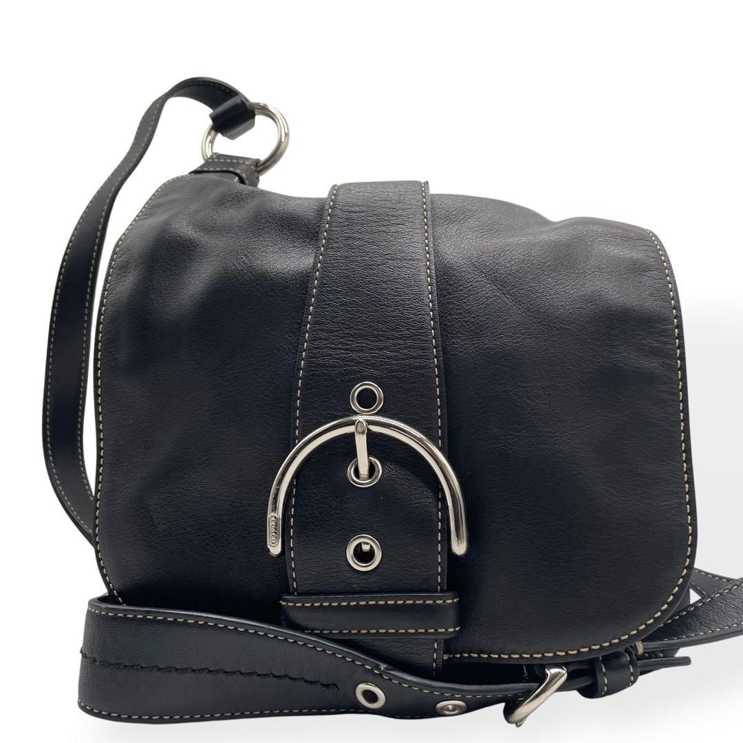 極美品　COACH コーチ　ソーホー オールレザー ブラック　ショルダーバッグ