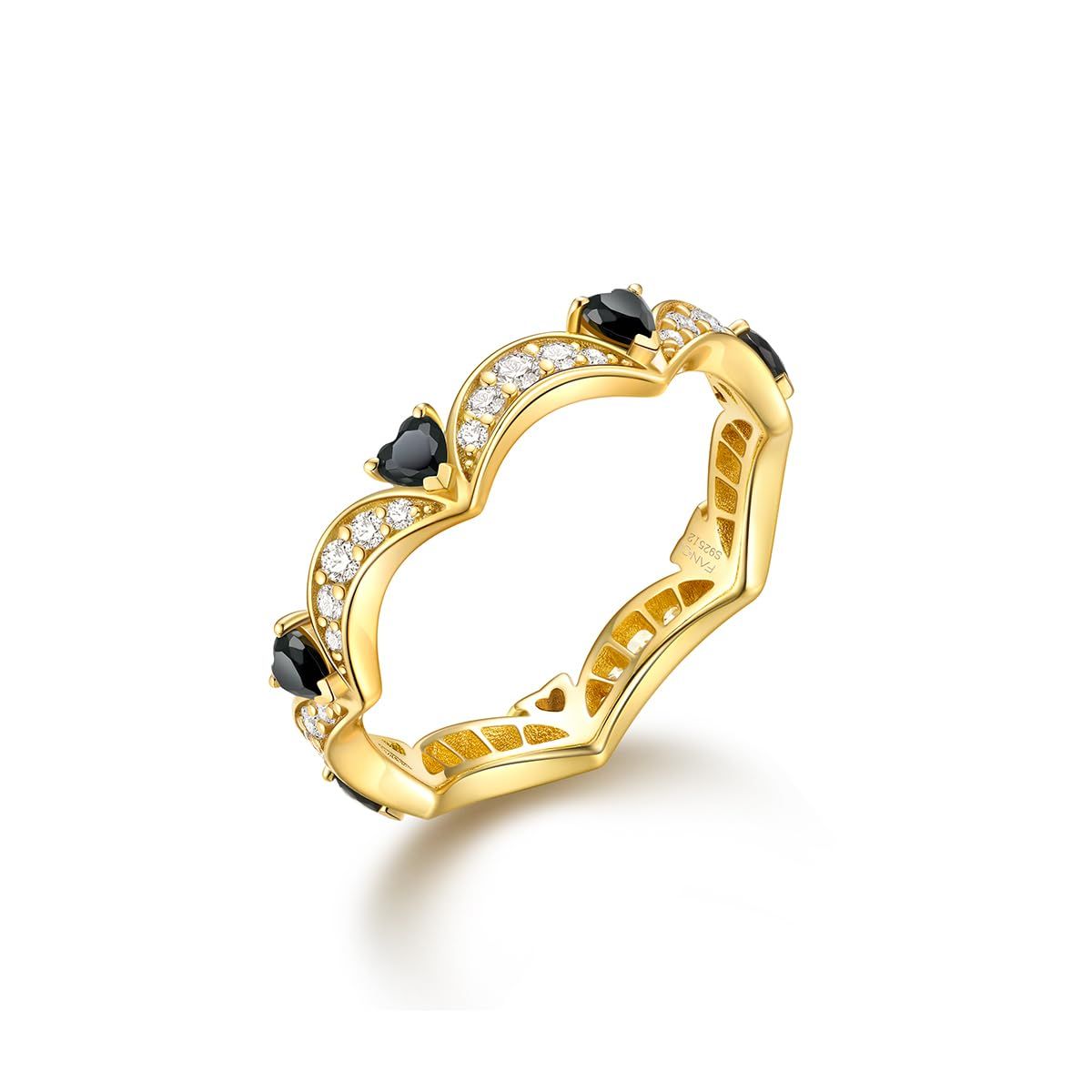 推し活ジュエリー リング 13号 ジルコニア ゴールド ハート 月 シルバー925 53.4mm 3.8mm シルバー レディース