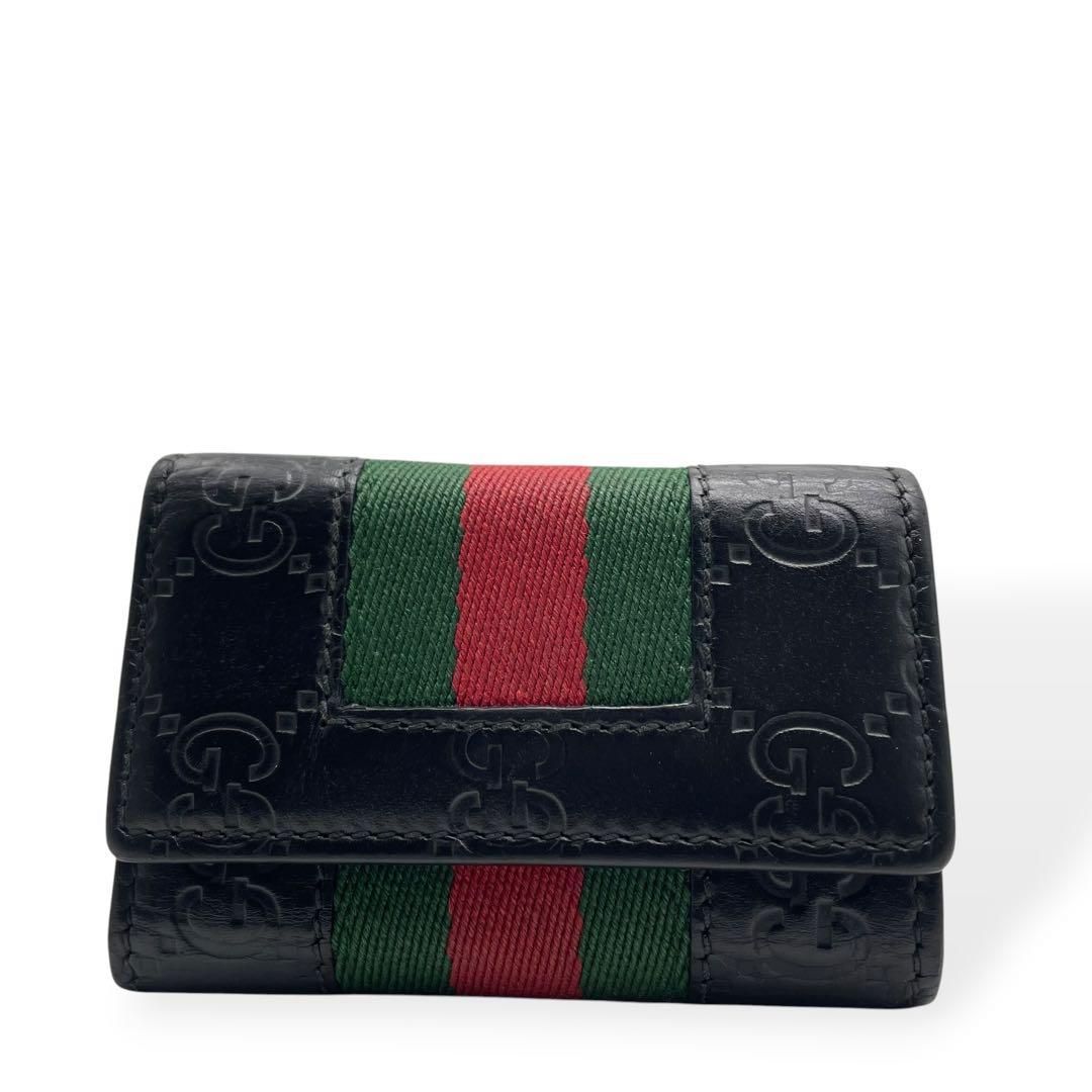 美品　GUCCI 　グッチ　6連　キーケース　シェリーライン　グッチシマ 美品 GUCCI グッチ シェリーライン グッチシマ 6連キーケース ブラック
