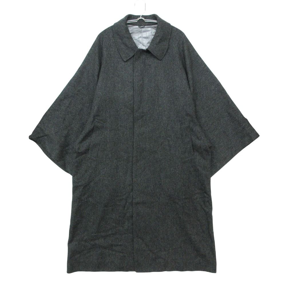 DORMEUIL ドーメル ステンカラーコート ワイドスリーブ ポンチョ風 フライフロント ウール ジャケット アウター ダークグレー L メンズ 【中古】