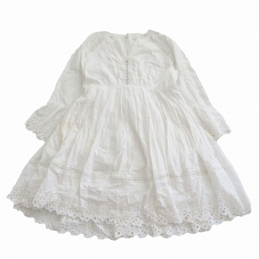 Estella.K エステラケー ドレス Ellee Lace Dress オールオーバーレース ミニマム ワンピース フレアスリーブ ホワイト F【M】 レディース 【中古】
