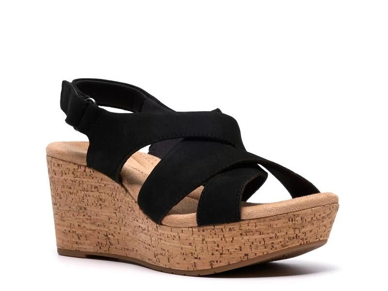 クラークス レディース シューズ サンダル ClarksRose Grace Wedge Sandal Black ブラック