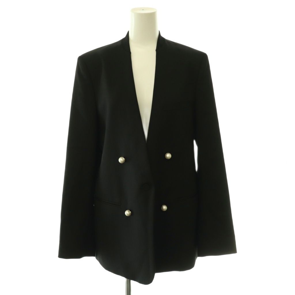 チノ CINOH NO COLLAR JACKET ジャケット ノーカラー ウール フェイクパール 40 黒 BF-JK-001 /CX ■OS
