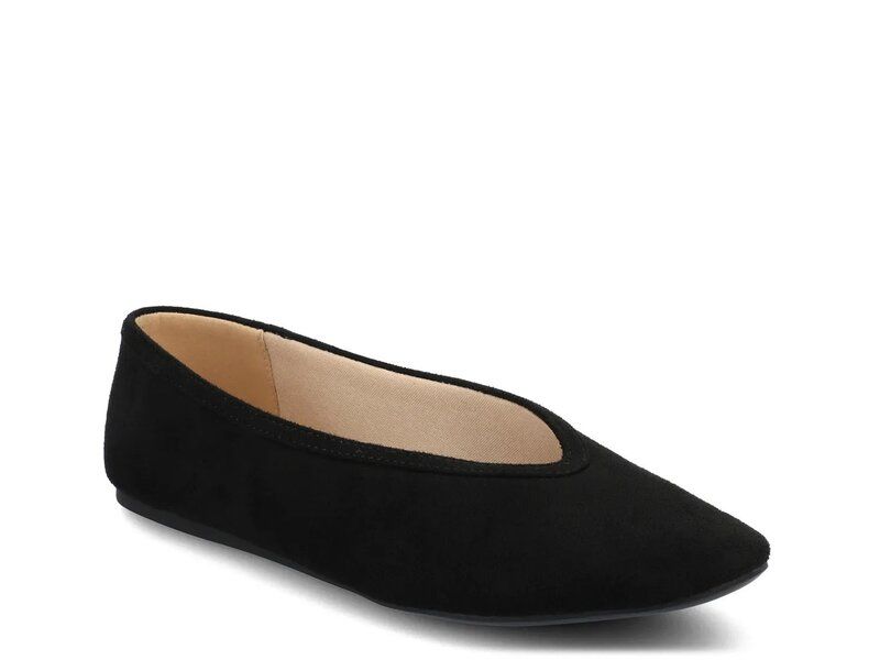 ジャーニー レディース シューズ パンプス Journee Fortune Flat Black Suede ブラック