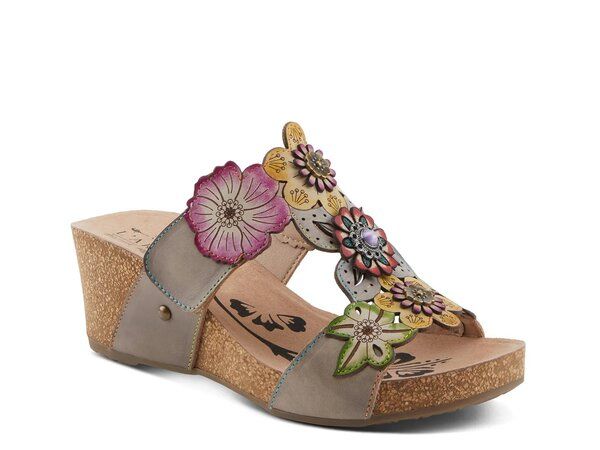 ラリティステ レディース シューズ サンダル LArtiste Pretty Petals Wedge Sandal Grey グレー