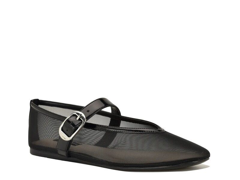 ナインウェスト レディース シューズ パンプス Nine West Vancee Mary Jane Flat Black Mesh ブラック