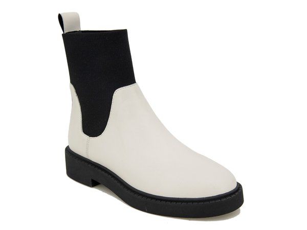 アンドレア アース レディース シューズ ブーツ・レインブーツ Andre Assous Violet Bootie Off WhiteBlack Leather オフホワイト