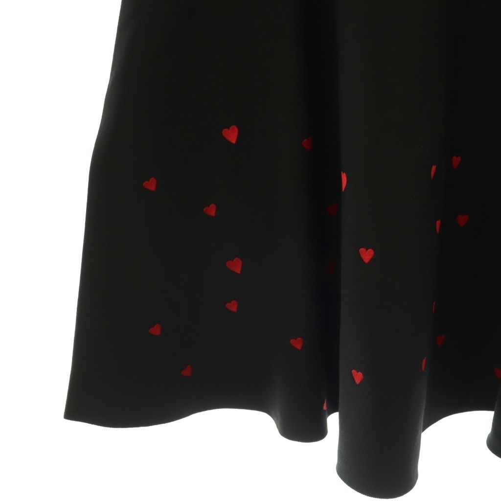 ジェンヌ JENNE 24AW ハート刺繍ニットスカート フレア ロング S 黒