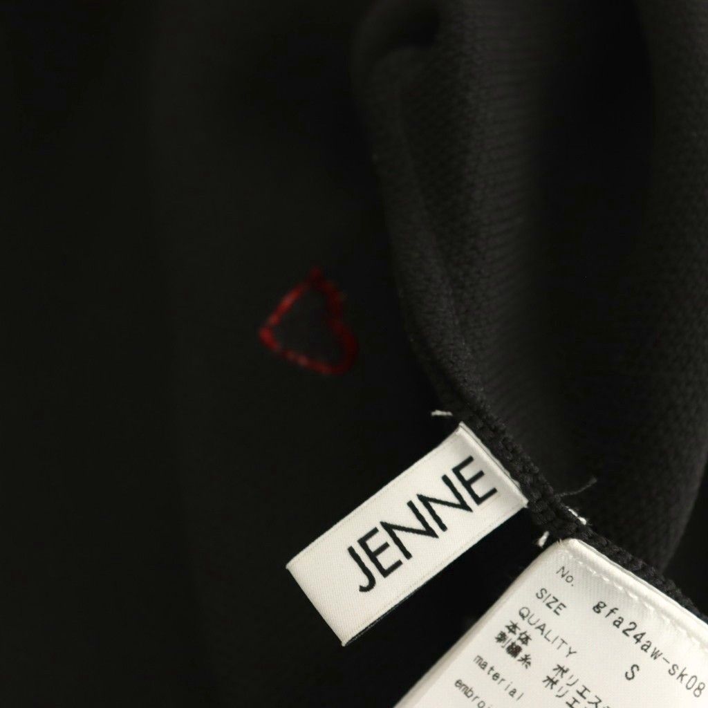 ジェンヌ JENNE 24AW ハート刺繍ニットスカート フレア ロング S 黒