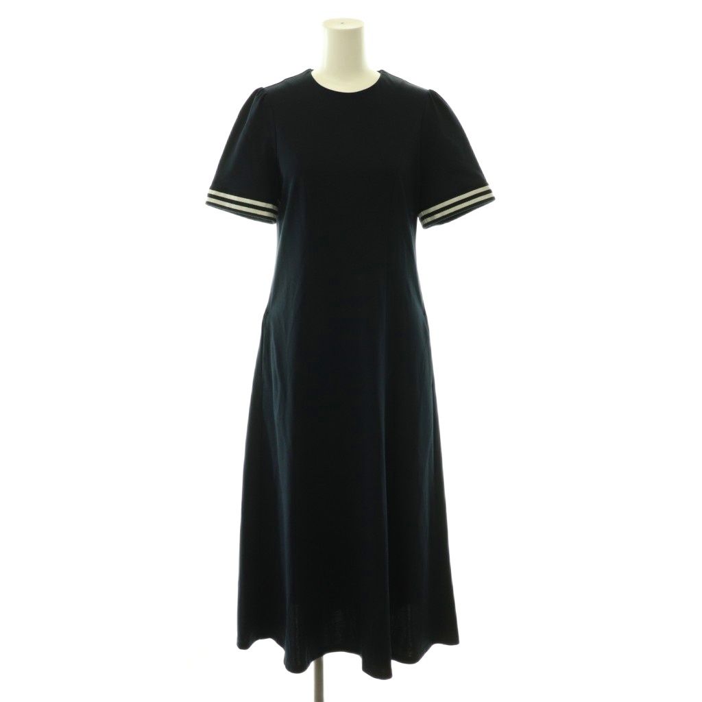 ボーダーズアットバルコニー BORDERS at BALCONY 24SS FLARE TEE DRESS ワンピース 袖ボーダー ロング 36 ネイビー ホワイト /CX ■OS