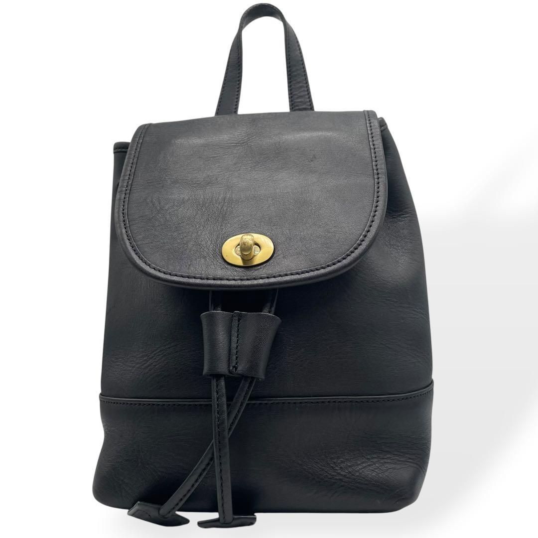 極美品　COACH オールドコーチ　リュック　ターンロック　ブラック　レザー