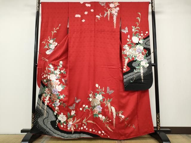 平和屋着物●豪華振袖　絞り　花蝶鞠文　金銀彩　正絹　逸品　CABG5431ut
