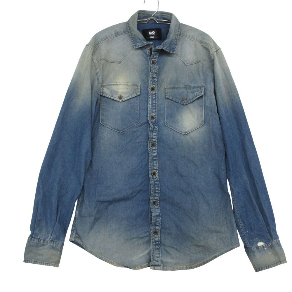 美品 DOLCE&GABBANA ドルチェアンドガッバーナ 長袖シャツ デニム アウター トップス ブルー 40/15 4/3【M】 メンズ 【中古】