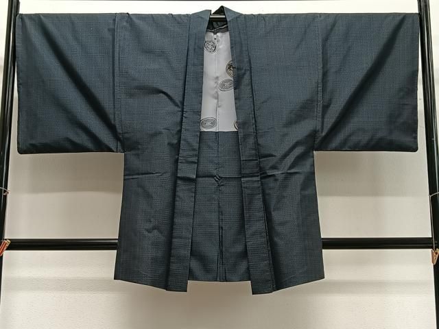 平和屋着物＃男性　羽織　本場大島紬　格子　正絹　逸品　CABG3883ua